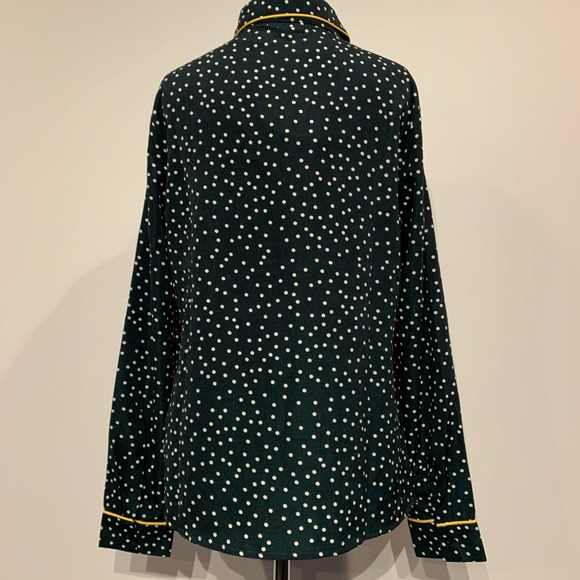 Green button up with with white polka dots - Picture 2 of 4